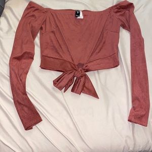 Pink Off The Shoulder Crop Top